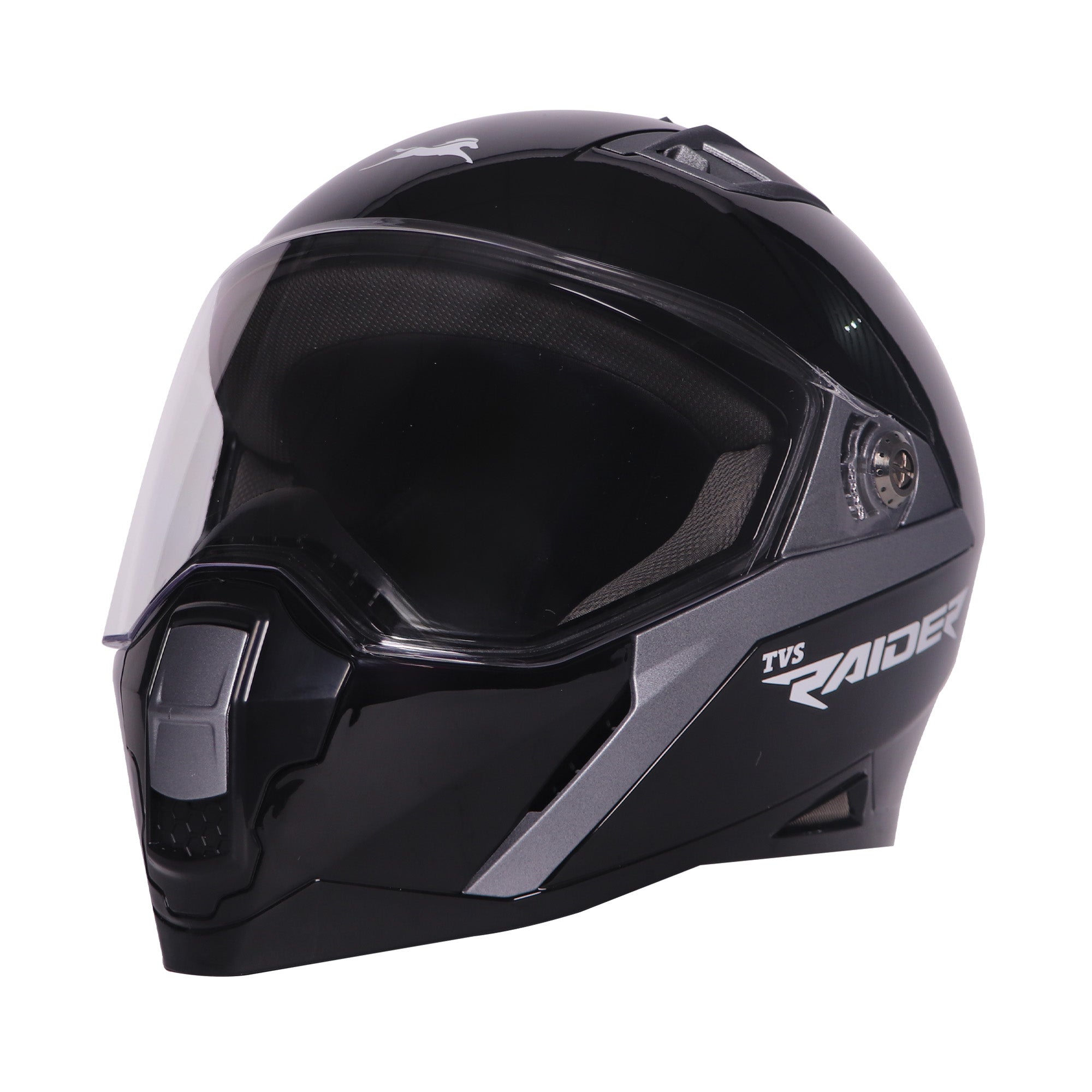 TVS Raider Full Face Helmet, Color: Black & Grey | ISI Certified